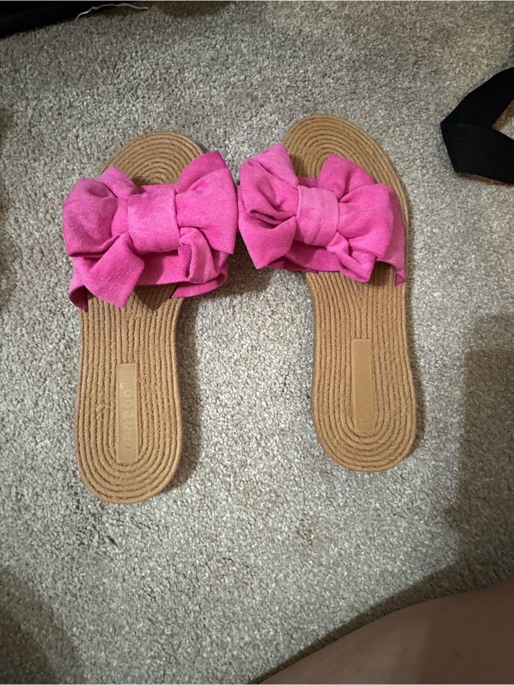 BAMBOO Pink Bow Slide Sandals